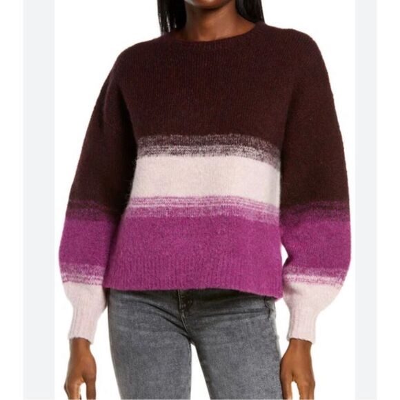 NWT UGG Alessa Crewneck Wool Sweater Women’s XS Rosewood Colorblock - Picture 1 of 8
